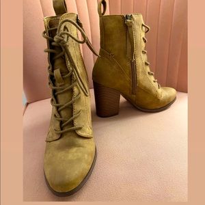 Camel color lace up boots